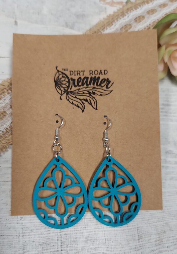 Turquoise Wooden Earrings