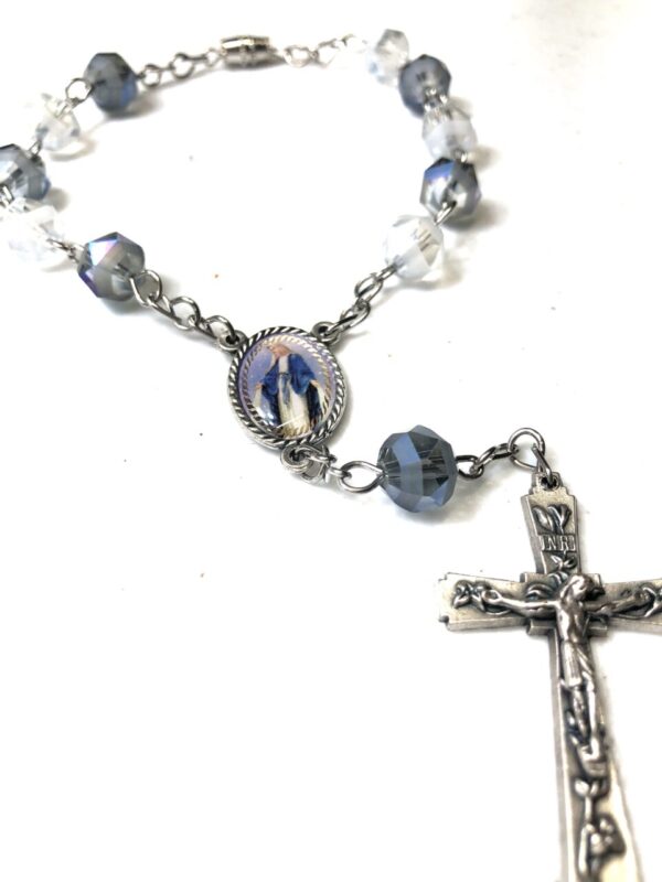 Handmade blue & white car rosary