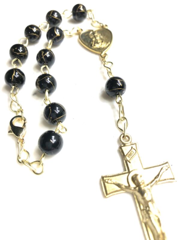 Handmade black crystal car rosary