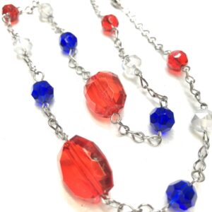 Handmade red, blue & clear necklace