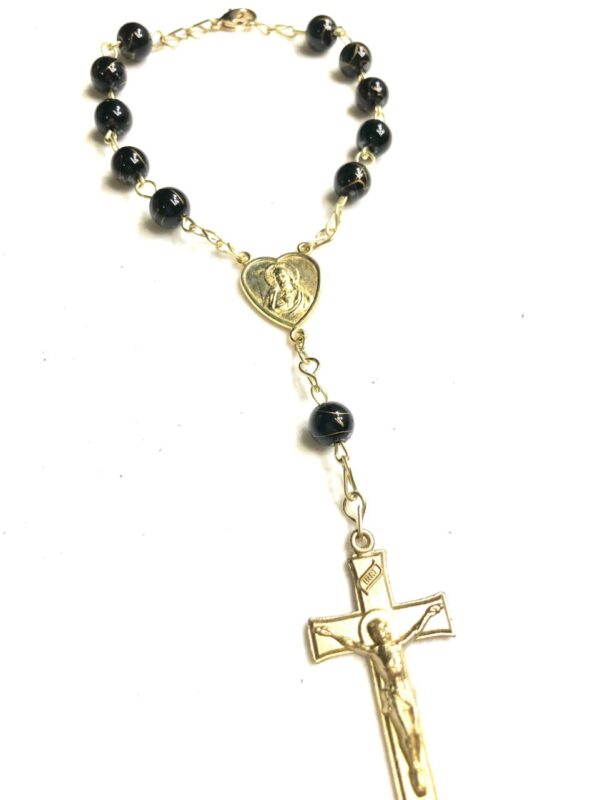 Handmade black crystal car rosary