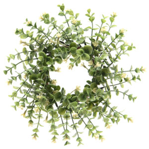 Boxwood with Cream Blossom Mini Wreath