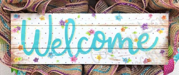 Natural and Bright Foil Mesh Floral Welcome Front Door Decor