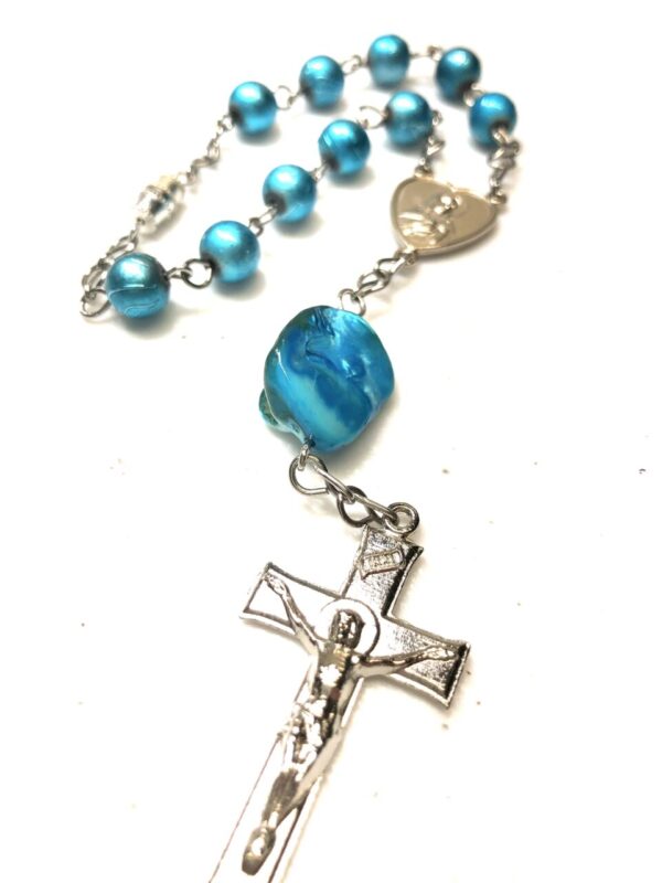 Handmade aqua car rosary