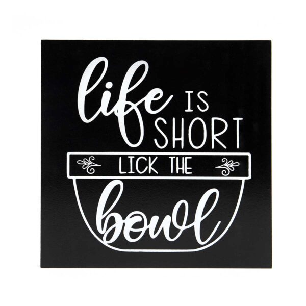 Lick the Bowl Wood Sign with Sawtooth Hanger Black