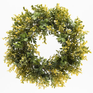 Boxwood with Yellow Blossom Wreath