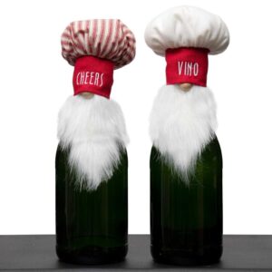 Cheers/Vino Gnome Bottle Topper with Wood Nose 10 inch