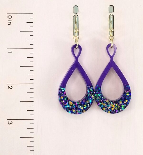 Purple Glitter Dangle Earrings