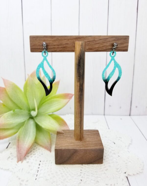Black and Turquoise Glitter Earrings