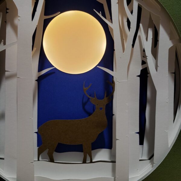 Night Deer 3-D Layered Paper Art Decor