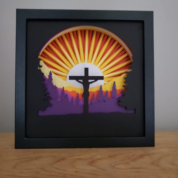 Crucifixion Easter 3-D Layered Paper Art Decor