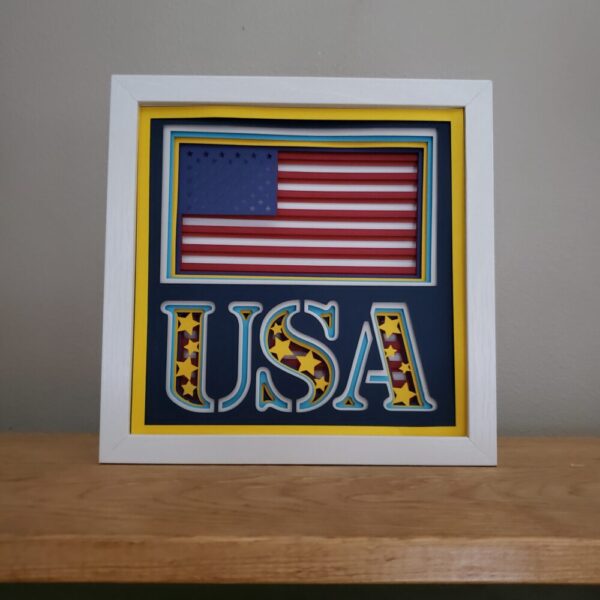 USA Flag 3-D Layered Paper Art Decor