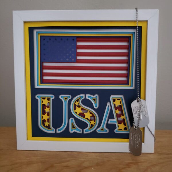 USA Flag 3-D Layered Paper Art Decor