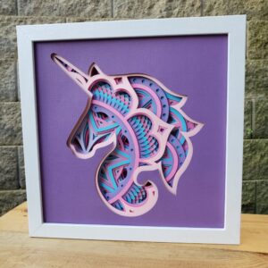 Unicorn Mandala Child’s 3D Shadowbox Paper Art