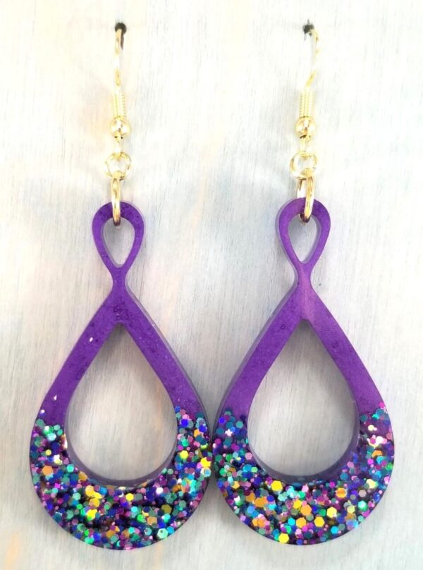 Purple Glitter Dangle Earrings