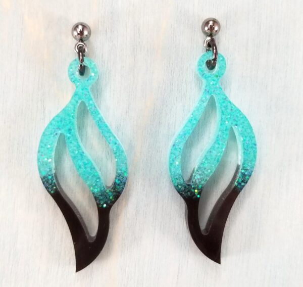 Black and Turquoise Glitter Earrings