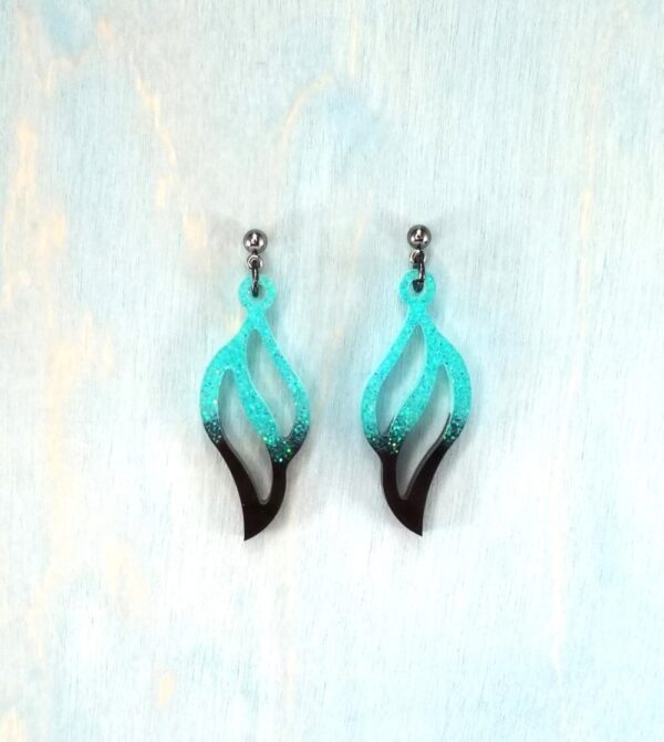 Black and Turquoise Glitter Earrings