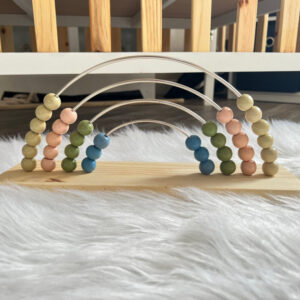 Wood Bead Rainbow Abacus – Beige, Pink, Green & Blue