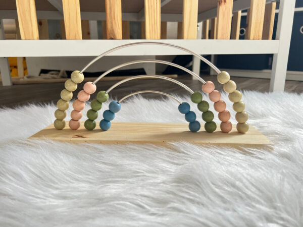 Wood Bead Rainbow Abacus – Beige, Pink, Green & Blue