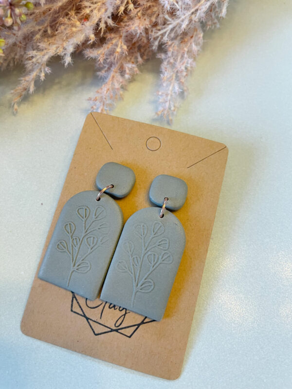 Taupe Botanical Statement Earring
