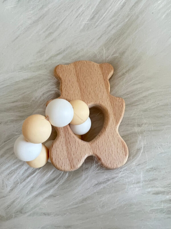 Wooden Bear Silicone Bead Baby Teether