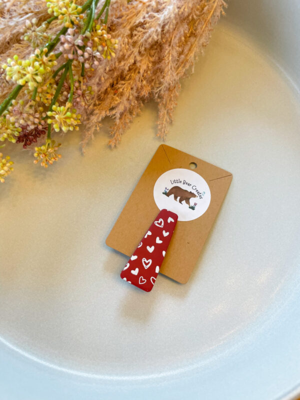Small Red Velvet Heart Barrette