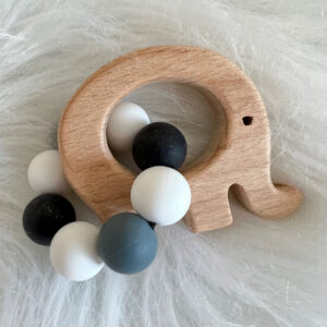 Wooden Elephant Silicone Bead Baby Teether