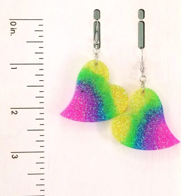 Rainbow Heart Glitter Earrings