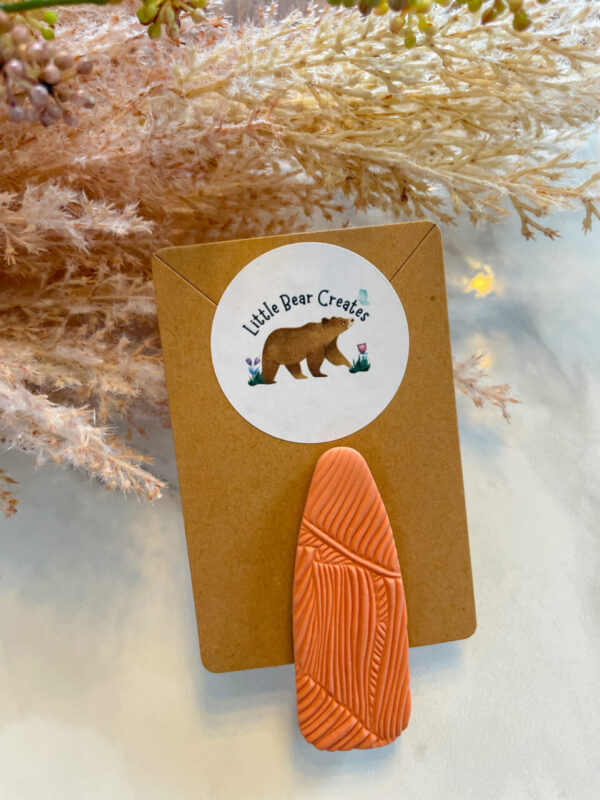 Medium Salmon Textured Barrette