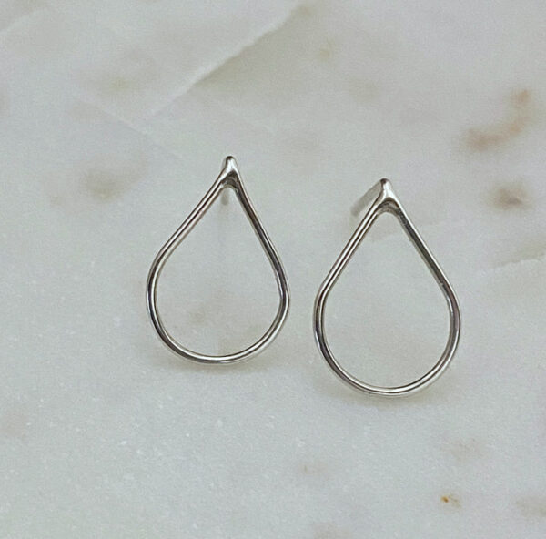 Handmade sterling silver teardrop post earrings
