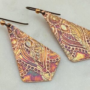Acid etched copper earrings