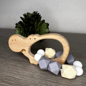 Wooden Hippo Silicone Bead Baby Teether