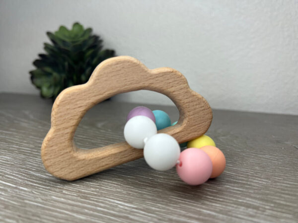 Wooden Rainbow Silicone Bead Baby Teether