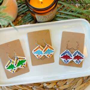 Mexican Tile Pajaro Statement Earrings–No Tassels