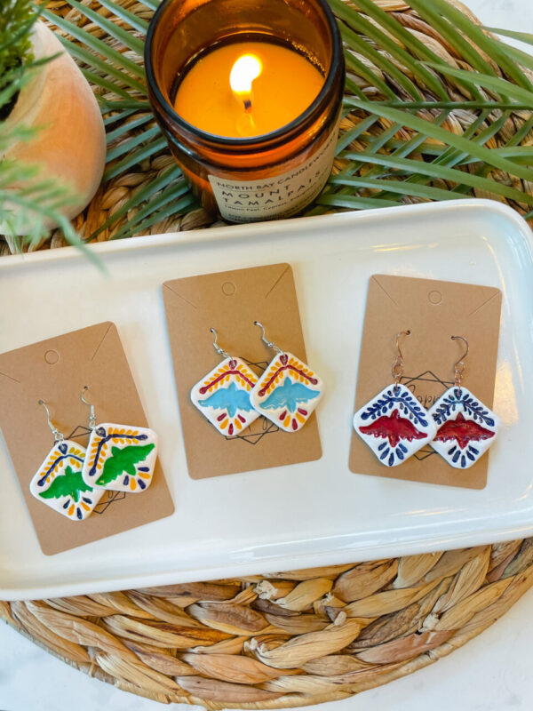 Mexican Tile Pajaro Statement Earrings–No Tassels