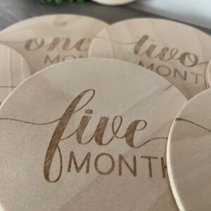 Baby Milestone Discs – Engraved Wood