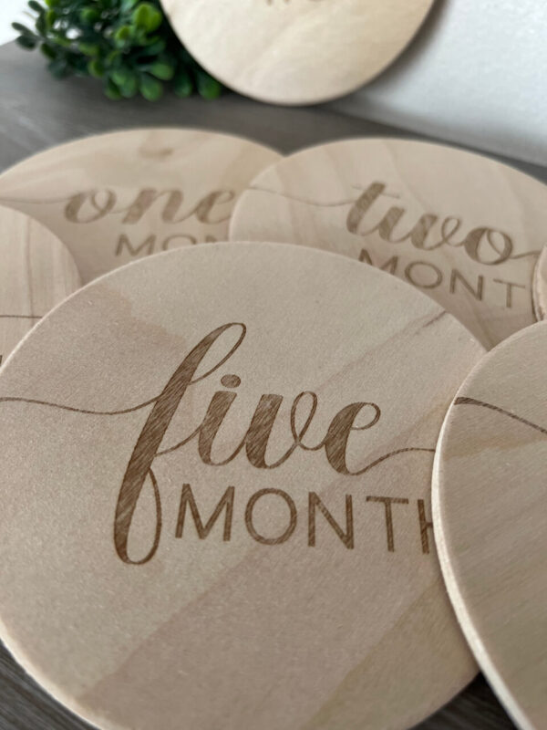 Baby Milestone Discs – Engraved Wood