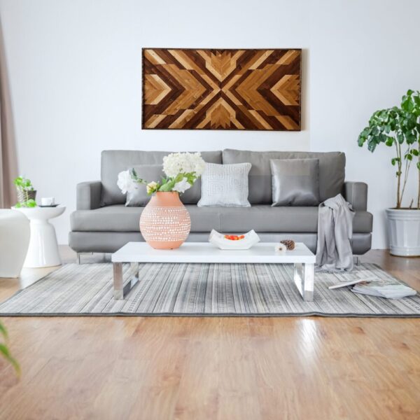Offset Arrow with Dark Brown Accent Geometric Wall Art – Large 24″ x 48″