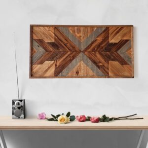 Geometric Wall Art with Gray Accents 12″ x 24″