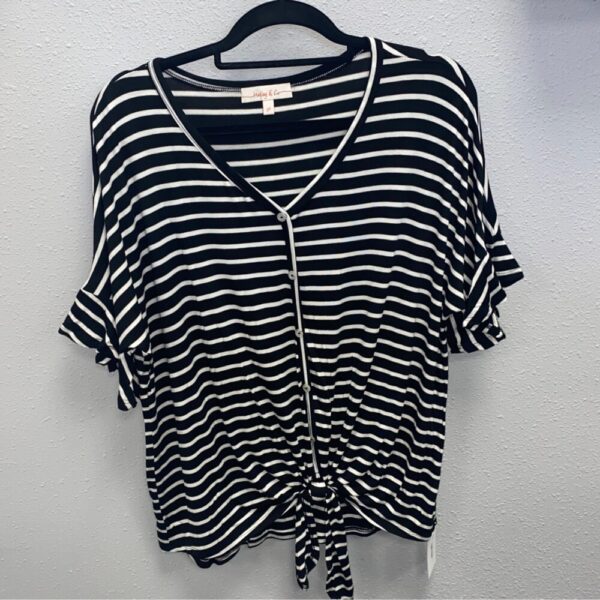 Hailey & Co. Plus Black Knotted Stripe Top
