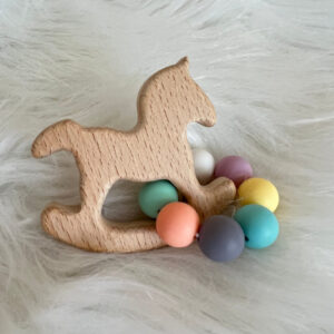 Wooden Unicorn Silicone Bead Baby Teether