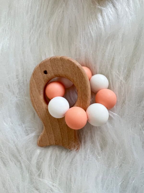 Wooden Fish Silicone Bead Baby Teether