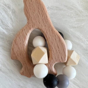 Wooden Penguin Silicone Bead Baby Teether