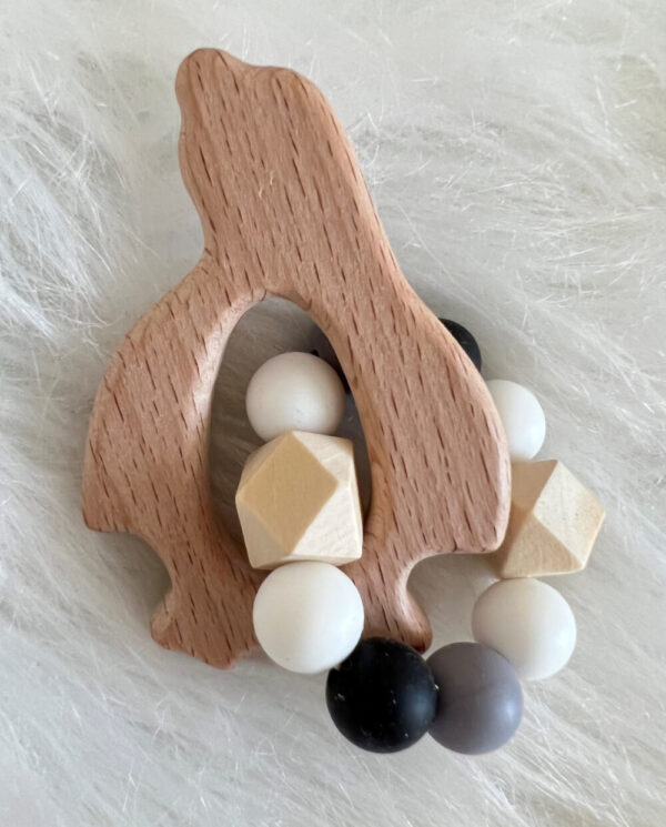 Wooden Penguin Silicone Bead Baby Teether