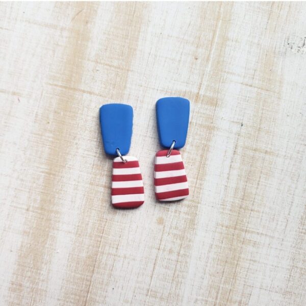 Patriotic Striped Trapezoid Earrings