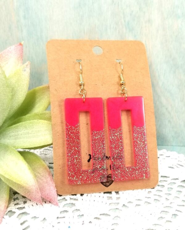 Magenta Pink Glitter Earrings
