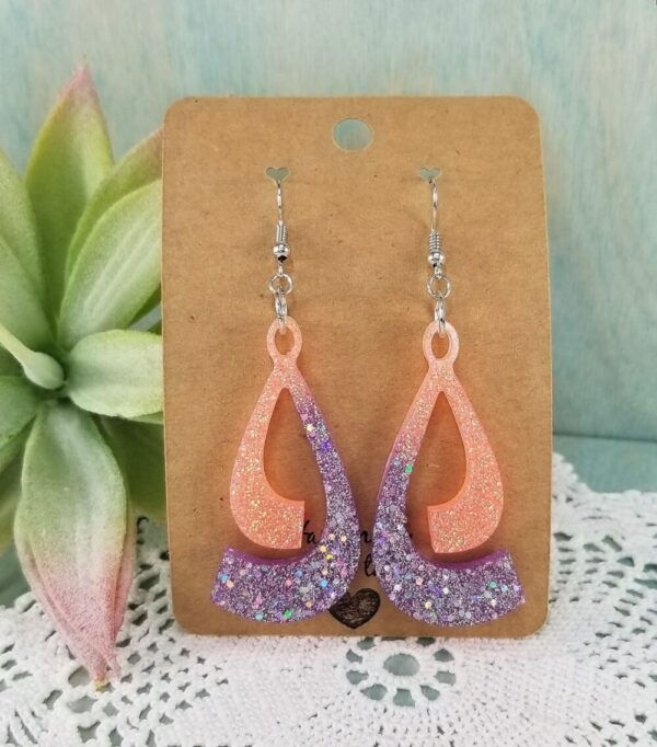Peach and Lilac Glitter Earrings