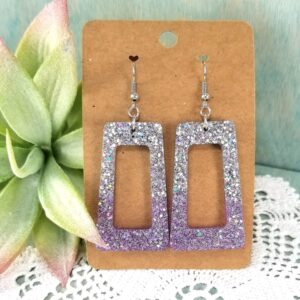 Silver & Purple Glitter Earrings