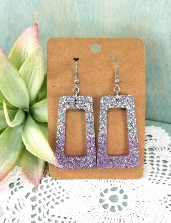 Silver & Purple Glitter Earrings