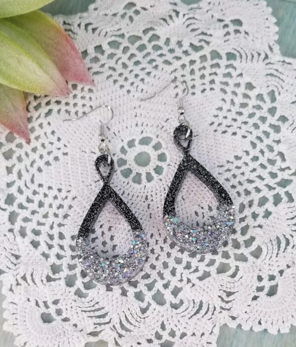 Black & Silver Glitter Earrings